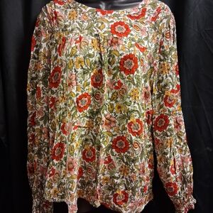 Jane and Delancey Red and Green Floral Blouse